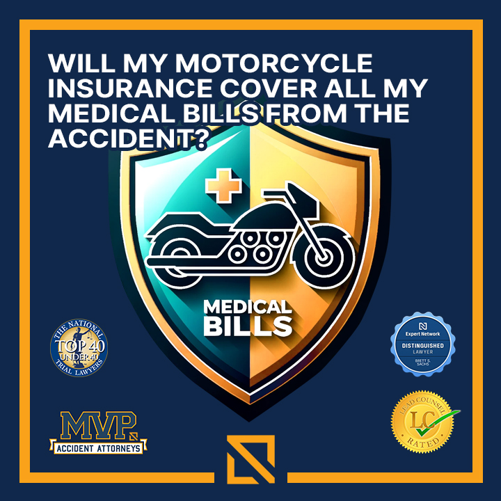Will my motorcycle insurance cover all my medical bills from the accident